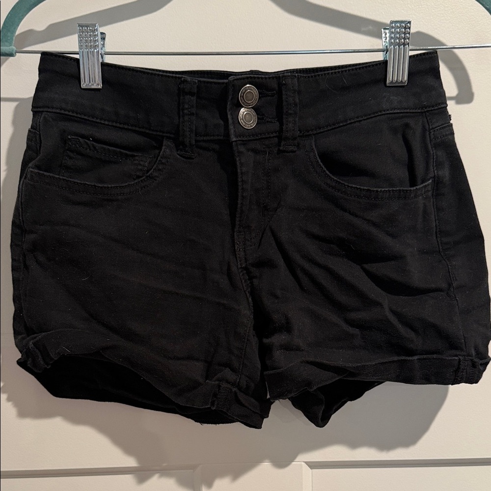 SO Black High-Rise Double-Button Denim Shorts
